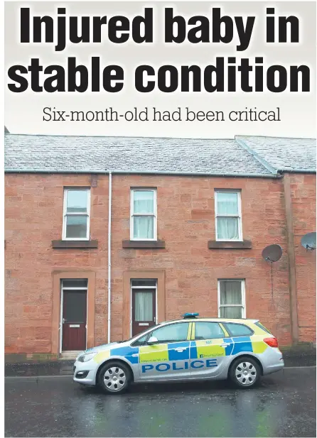  ??  ?? Police at the scene in Arbroath after the six-month-old girl was found with “unexplaine­d” injuries.