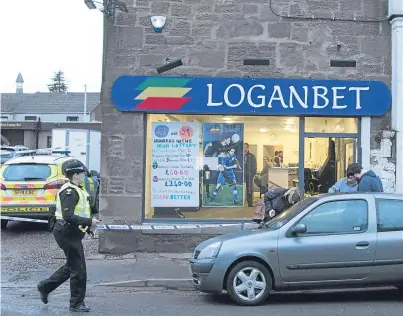  ??  ?? The incident happened at Loganbet bookmakers on Clerk Street in Brechin. Picture: Paul Reid.
