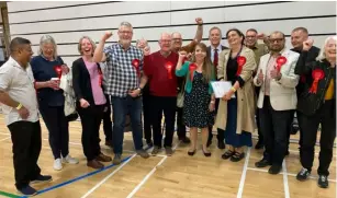  ?? ?? Members of Wokingham Labour celebrate their election successes