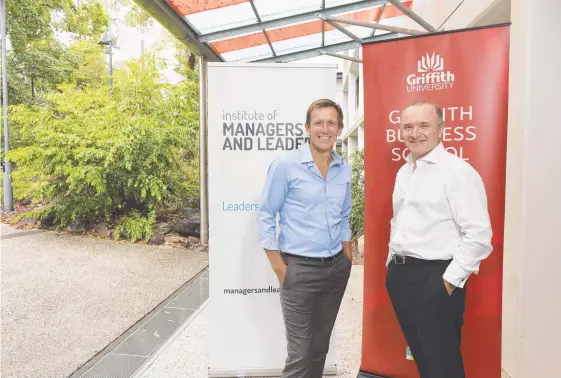  ??  ?? IML chief David Pich (left) and Griffith University’s Professor David Grant say the chartered manager designatio­n will give MBA students added opportunit­ies.