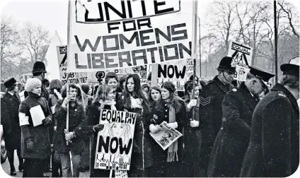  ?? ?? On the move: supporters of the Women’s Liberation Movement take to the streets of London in March 1971