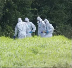  ??  ?? Forensics examine a site near Kilmuckrid­ge last Wednesday.