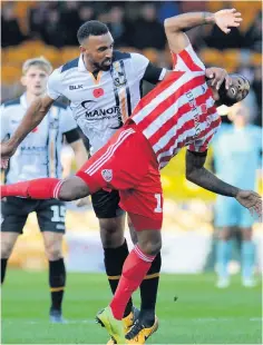  ??  ?? MOVE OVER: Vale’s Leon Legge tussles with Sunderland’s Jerome Sinclair in a battle for the ball.