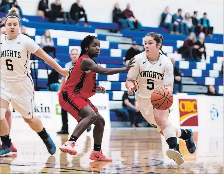  ?? NIAGARA COLLEGE ?? Bridget Atkinson (5) is averaging a team-leading 15.7 points for Niagara in women's college basketball.