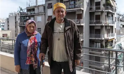  ??  ?? ‘We are feeling hopeless.’ Ewaz, 71, and Safora Faqiri, 64, Afghan refugees and torture survivors, have been in Greece for nearly a year despite being given permission to join their family in the UK. Photograph: Nick Paleologos/The Observer