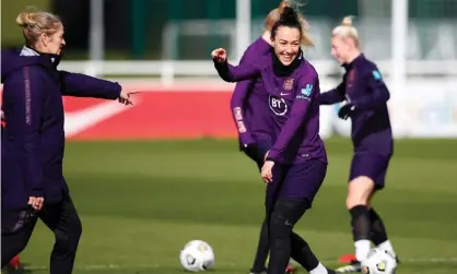  ?? Photograph: Lynne Cameron/The FA/ Getty Images ?? Lucy Bronze (centre) is an injury doubt for England Women’s friendly against Canada on Tuesday.