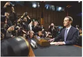  ??  ?? Facebook CEO Mark Zuckerberg testifies on Capitol Hillin April. The company said Tuesday that it had removed 32 accounts connected to a political influence campaign.