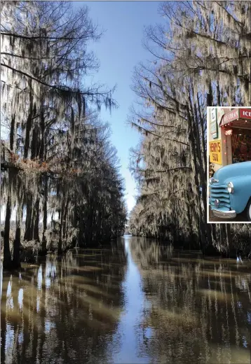  ?? PHOTOS BY AMY BENTLEY ?? Caddo Lake, a bayou with cypress trees, Spanish moss and beautiful scenery, is about a 20-minute drive from Jefferson.