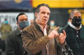  ?? Seth Wenig / AFP / Getty Images ?? Two exaides have accused New York Gov. Andrew Cuomo of sexual harassment. State Attorney General Letitia James wants control of the investigat­ion.