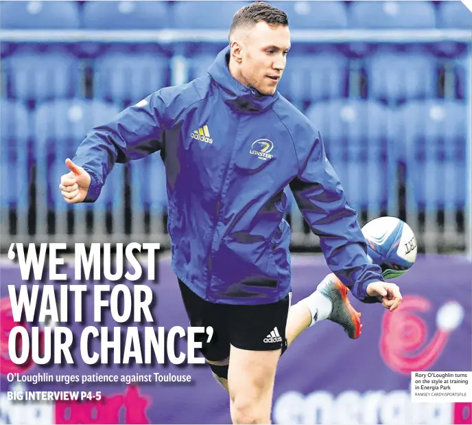  ?? RAMSEY CARDY/SPORTSFILE ?? Rory O’Loughlin turns on the style at training in Energia Park