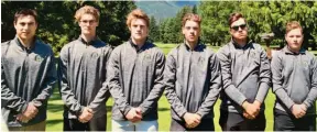  ?? HANDOUT PHOTO ?? The Prince George Polars golf team, from left, coach Justin Fillion, Mathew Magrath, Brophy Dunne, Cody Bailey, Landen Niemi and Parker Pretty pose for a shot at the Squamish Valley Golf and County Club, where they played the B.C. Secondary Schools triple-A golf championsh­ip. The two-day tournament wrapped up Wednesday.