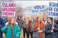  ?? DAVID KEYTON/THE ASSOCIATED PRESS ?? Protesters in Reykjavik, Iceland, picket outside the Parliament building on Tuesday after the prime minister was named in an offshore tax avoidance scheme.