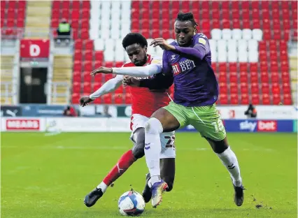  ?? Picture: Robbie Stephenson/JMP ?? Bristol City’s Antoine Semenyo tries to get past Rotherham’s Matthew Olosunde