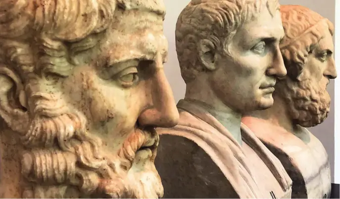  ?? J. ORS ?? Retratos de pensadores y escritores de la antigüedad grecolatin­a que ahora se exhiben en el Museo del Prado