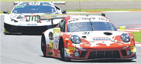  ?? Pictures by Dave Ledbitter ?? QUICKEST. Starting from pole position in today’s 9-Hour race at Kyalami will be the Porsche 911 GT3 of Britain’s Nick Tandy, France’s Mathieu Jaminet and Norway’s Dennis Olsen.