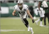  ?? ADAM HUNGER — THE ASSOCIATED PRESS ?? Raiders wide receiver Hunter Renfrow warms up before a game against the New York Jets on Sunday in East Rutherford, N.J.