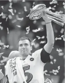  ?? MARCIO SANCHEZ/THE Associated Press ?? Baltimore Ravens quarterbac­k Joe Flacco just became the richest man in NFL history with a reported $120-million deal with the champions.