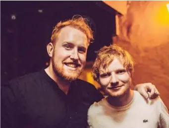  ??  ?? Gavin James, pictured here with Ed Sheeran, will return to the INEC on December 28.