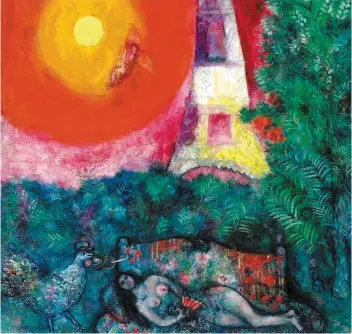  ?? PHOTO COURTOISIE, MUSÉE DES BEAUX-ARTS DU CANADA ?? Le tableau de 1929 La tour Eiffel, de Marc Chagall, propriété du Musée des beaux-arts du Canada depuis 1956, devrait être mis aux enchères par la maison Christie’s en mai.