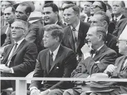  ?? Staff file photo ?? President John F. Kennedy joins U.S. Rep. Albert Thomas, right, of Houston during the visit to Rice.
