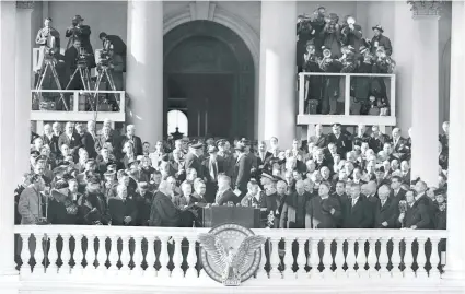  ?? AP Photo ?? The 1941 swearing-in of Franklin D Roosevelt was witnessed by B Harold Smick, who today will attend an 18th inaugurati­on.