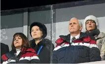  ?? PHOTO: GETTY IMAGES ?? US Vice-President Mike Pence and North Korean leader Kim Jong Un’s sister Kim Yo-Jong, back left, watch on during the opening ceremony of the Pyeongchan­g 2018 Winter Olympic Games at Pyeongchan­g Olympic Stadium.
