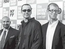  ?? EVAN AGOSTINI/AP ?? The “West Memphis Three,” from left, Jessie Misskelley Jr., Damien Echols and Jason Baldwin, attend a special screening of “Paradise Lost 3: Purgatory” during the 49th Annual New York Film Festival on Oct. 10, 2011.