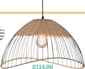  ??  ?? £114.99 Mix natural and man-made materials. Uxbridge 1-light cone pendant, WAYFAIR