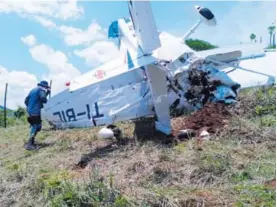  ?? CORTESÍA MSP ?? La nave quedó en un terreno despejado.