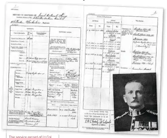  ??  ?? The service record of Lt Col Charles Arthur Cecil King (inset) reveals priceless details of his military service – and his family life