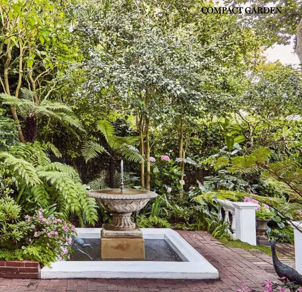  ??  ?? above Homeowner Hank Lith’s travels has inspired the garden objet and sculpture collection, like the Italian water bowl and Kenyan artist Stanislaw Trzebinski’s Crouching Man
OPPOSITE Page, CLOCKWISE,
FROM TOP The architectu­re of the home is...