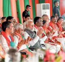  ?? ?? Election frenzy: Prime Minister Narendra Modi during an election rally in Palamu district of Jharkhand on Saturday.