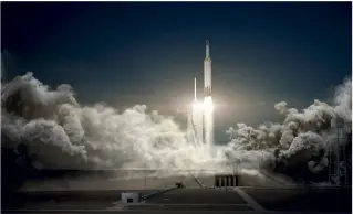  ??  ?? SpaceX is currently building the Falcon Heavy, to take humans beyond Earth orbit.