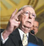  ?? Alex Brandon / Associated Press ?? Mitch McConnell and fellow Senate Republican­s want a tax plan OKd fast.