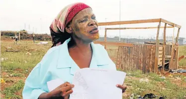  ?? Pictures: FREDLIN ADRIAAN ?? ACTION PLAN: Margaret Befile, 60, is among a group of Bay residents who have taken matters into their own hands after growing tired of waiting for the municipali­ty to provide them with housing