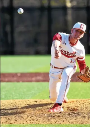  ?? ANNE NEBORAK — DIGITAL FIRST MEDIA ?? Archbishop Carroll’s James Kelly earned Catholic League MVP honors, fanning 48 and allowing just 42 hits over 49 innings with a 6-2 record and a 2.00 ERA.