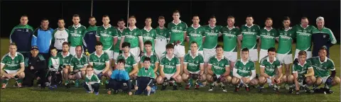  ??  ?? The Cloughbawn squad before Friday’s Joyces Expert IAFC final defeat in St. Patrick’s Park, Enniscorth­y.