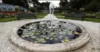  ?? (Photos Dylan Meiffret) ?? La verrière et le plafond du jardin d’hiver ont été refaits dans les règles de l’art. Le chat Riou est pour l’instant le seul à arpenter les escaliers moquettés de frais. Dans la roseraie, les jardiniers veillent au grain.