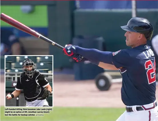  ?? AP PHOTOS ?? Left-handed-hitting third baseman Jake Lamb (right) might be an option at DH. Jonathan Lucroy (inset) lost the battle for backup catcher.