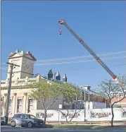  ?? ?? A crane was seen at the Civic Precinct constructi­on site on Wednesday.