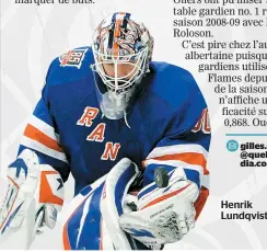  ?? cgilles. moffet @quebecorme­dia.com ?? Henrik Lundqvist