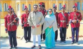  ?? HT PHOTO ?? Raseshwari Rajya Lakshmi, wife of former Jaisalmer royal Maharawal Brijraj Singh, announced her entry into politics on Jaisalmer’s 863rd foundation day on August 23.