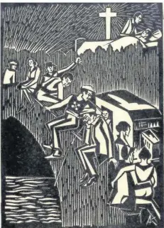  ??  ?? FOTO: CENTRE NATIONAL DE LITTÉRATUR­E, MERSCH/LUXEMBURG Lebenslust­iges Volk: Was der Autor Joseph Funck 1934 beschrieb, übertrug Albert Kaiser in expressive Illustrati­onen.