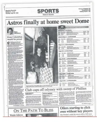  ??  ?? The Chronicle was at Hobby Airport to witness the moment the Astros finally returned home. During the fourweek stretch, Casey Candaele wrote a firstperso­n journal for the newspaper.