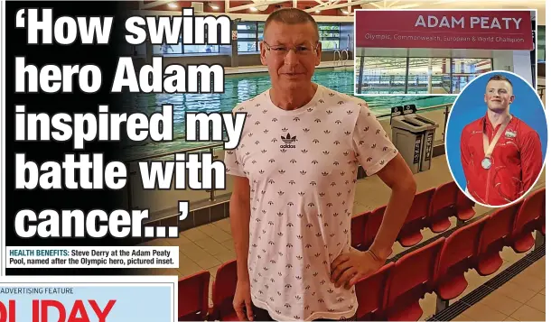 ?? ?? Steve Derry at the Adam Peaty Pool, named after the Olympic hero, pictured inset.