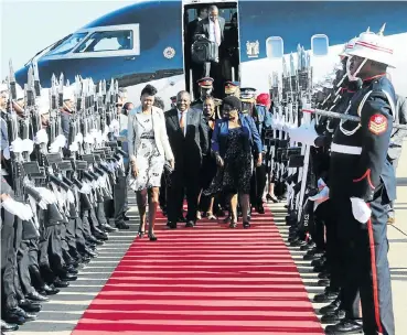  ?? Picture: Siyabulela Duda ?? There was a red carpet, then a red face, when President Cyril Ramaphosa flew to Botswana in an aircraft owned by businessma­n Zunaid Moti, who is not considered above reproach.