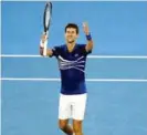  ??  ?? SET. Djokovic, el número uno del mundo, festejo el triunfo sobre el estadounid­ense Krueger.