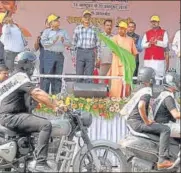  ?? ANI ?? ■ CM Yogi Adityanath inaugurati­ng the Road Safety Week Awareness Drive at his official residence in Lucknow on Wednesday.