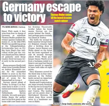  ?? ?? Germany's Serge Gnabry celebrates after scoring
