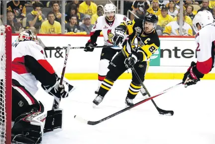  ?? GREGORY SHAMUS/GETTY IMAGES ?? Sidney Crosby and the Penguins have elevated their level of play as the series against Ottawa has progressed.